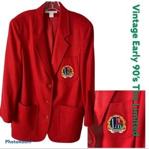 Vintage 90’s The Limited Wool Red Blazer Crest M